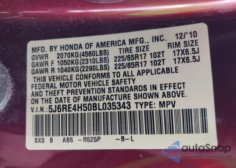 2011 Honda Cr-V Ex z USA, uszkodzony, nr VIN 5J6RE4H50BL035343